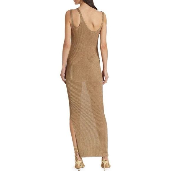 JONATHAN SIMKHAI Ivette Metallic Rib-Knit Midi-Dress - Picture 3 of 12
